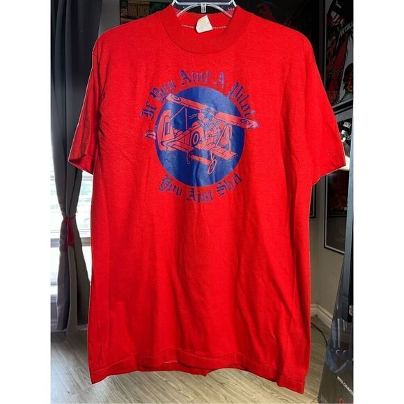 Vintage 80s Byron Originals If You Ain’t A Pilot Tee - Picture 1 of 5